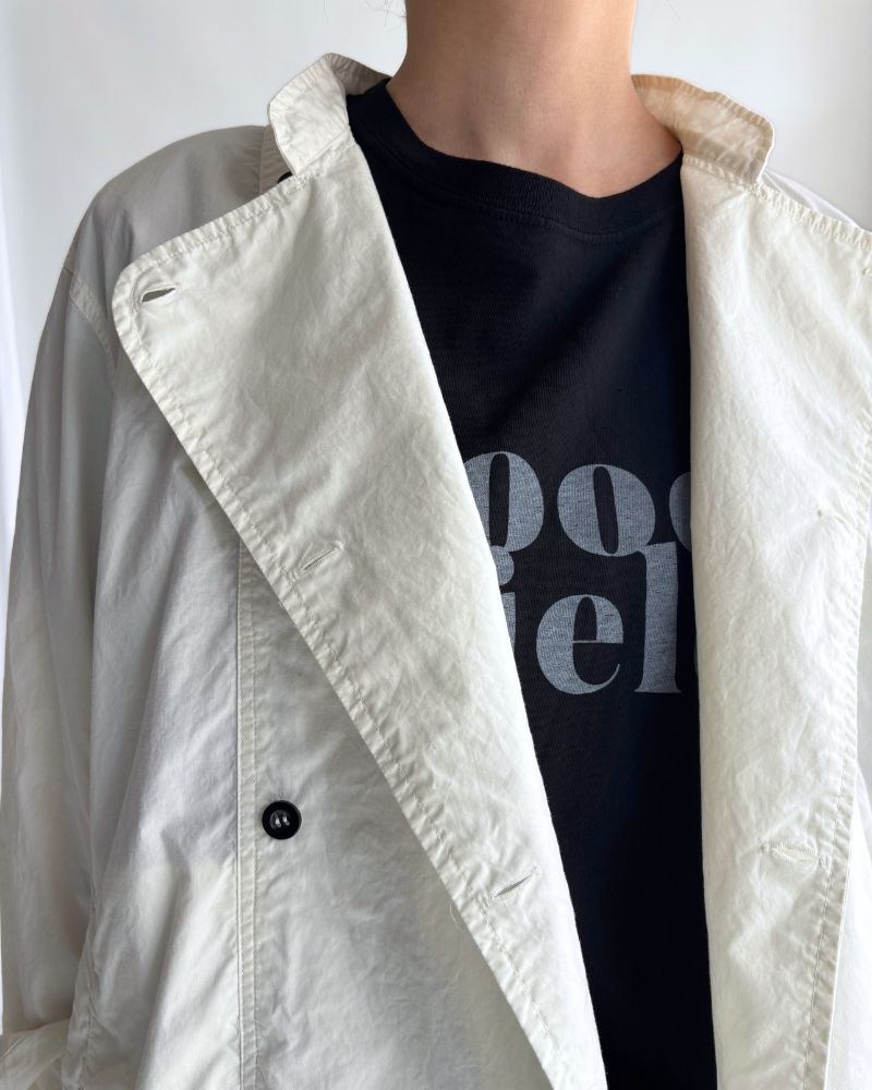 60s COTTON POPLIN OVERDYE STAND COLLAR DOUBLE BREAST JACKET in White