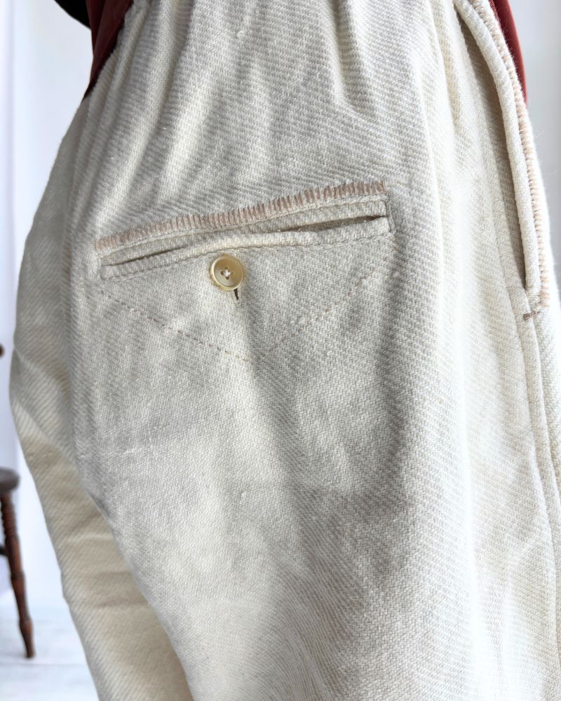 TEORI washed twill loose tapered pants in OffWhite