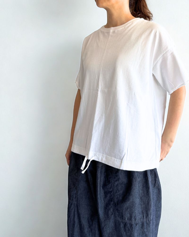 Cutoff Drawstring Tee in White