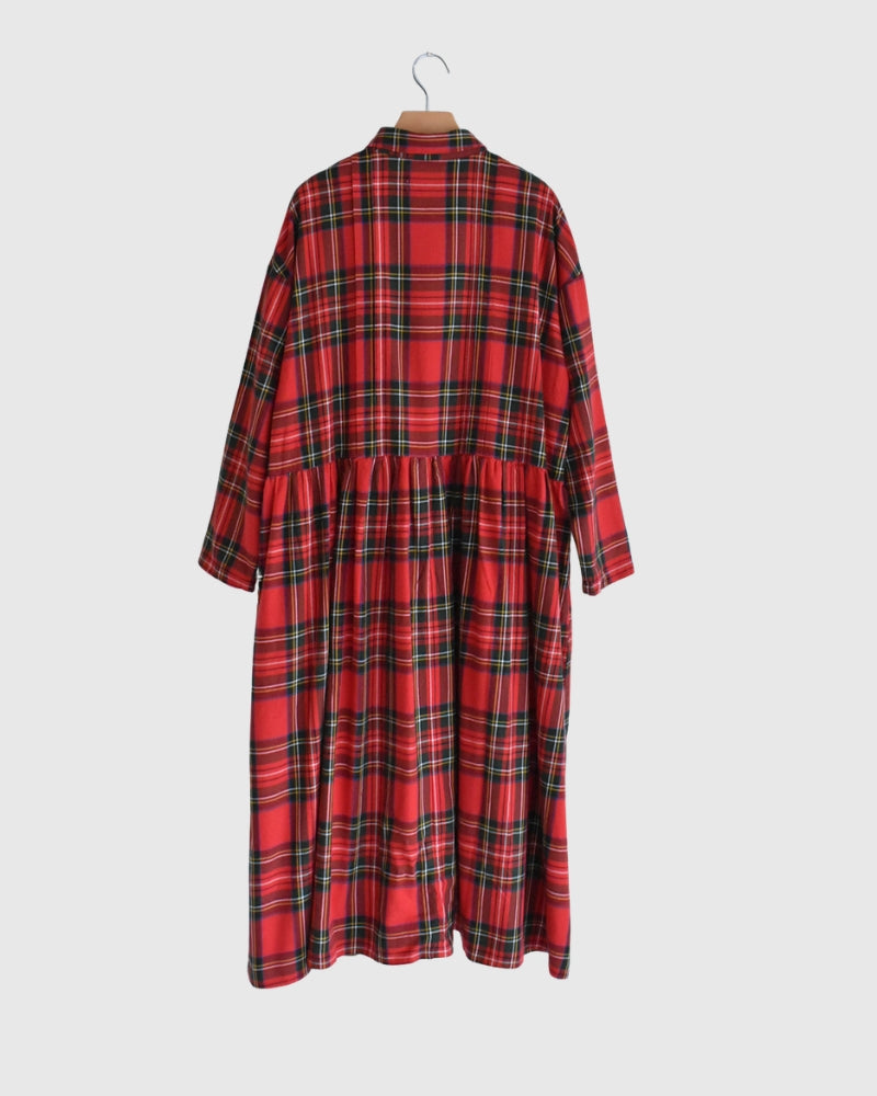 Indigo Tartan Foundation Shirt Dress in Red