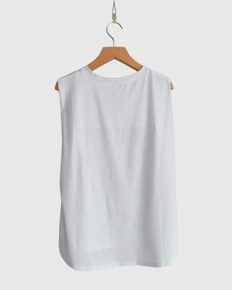 Shoulder Tuck Tank Top in White