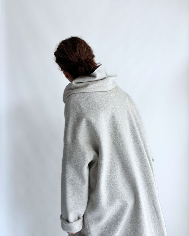 Felt Hooded Coat in OffWhite