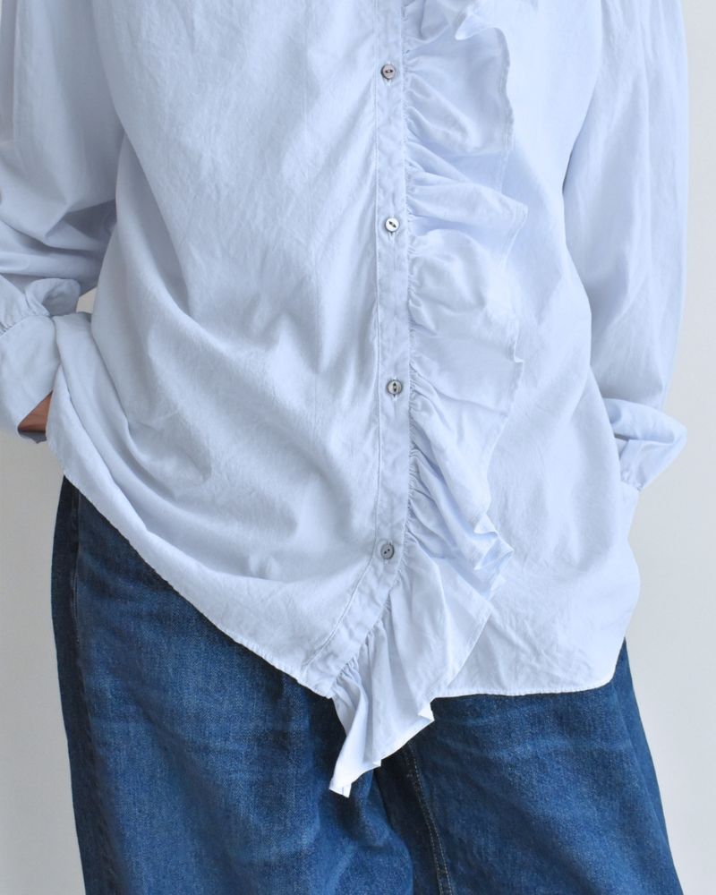 Ruffle Blouse in Sax
