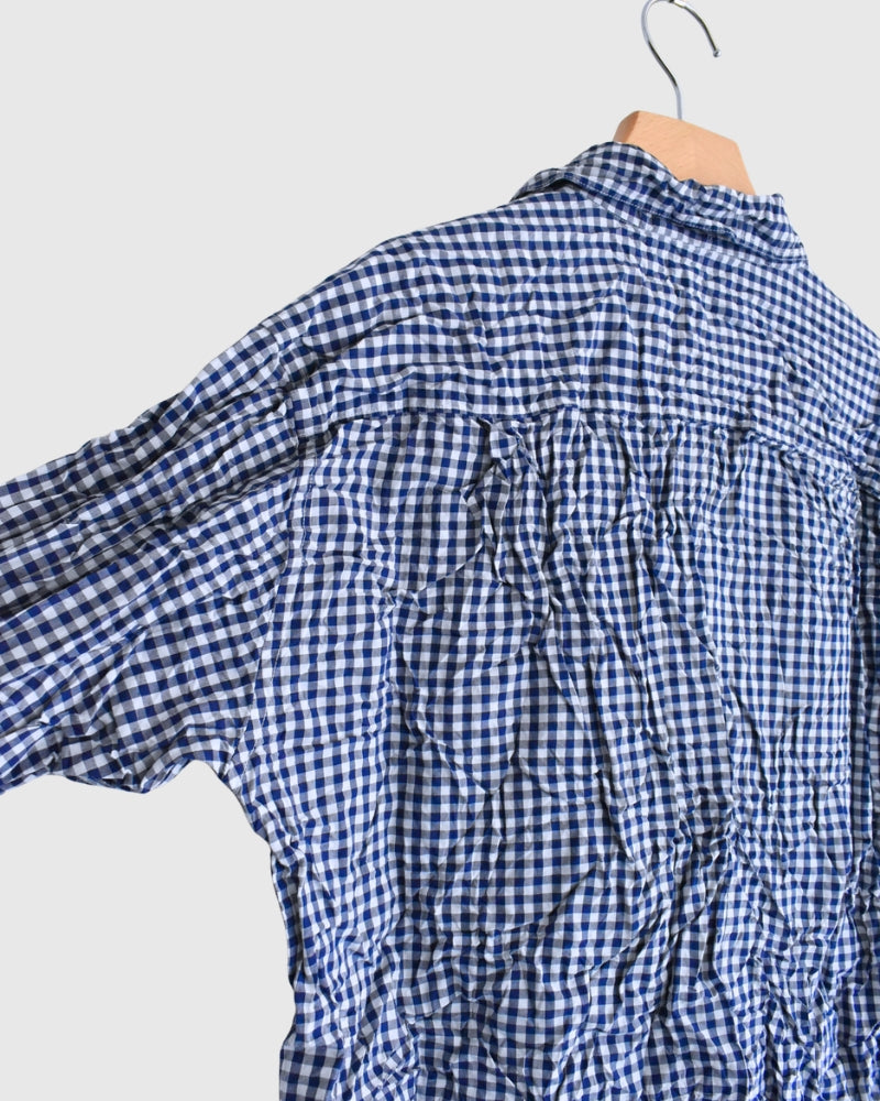 Regular Collar Long Sleeve Shirt in BlueGingham