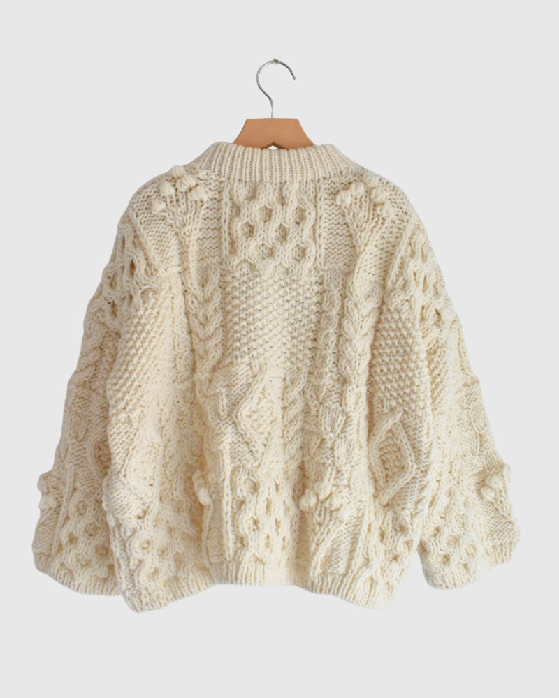 Peru Hand Knit Pullover in White