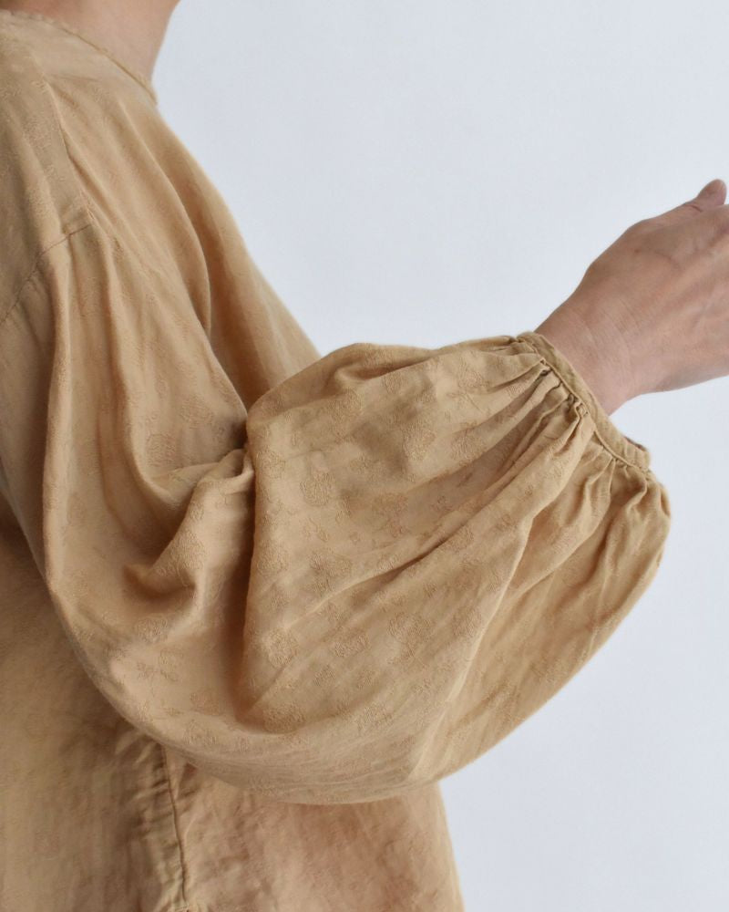 ANTIQUE ROSE JACQUARD MODERNIST BLOUSE in AntiqueBeige
