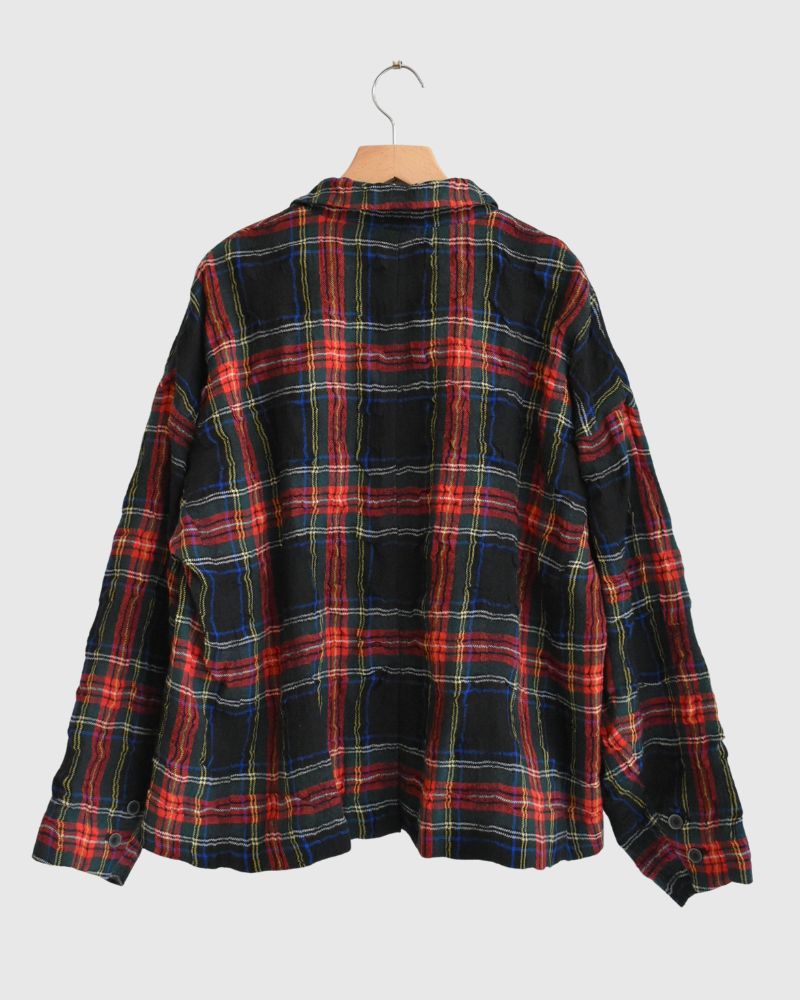 Cotton wool tartan jacket in Black