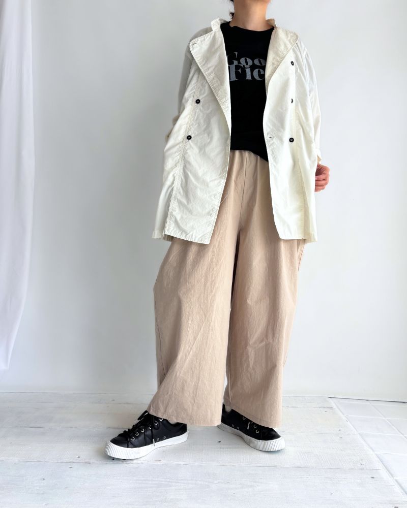 Relaxed Cotton Wide Pants in Beige