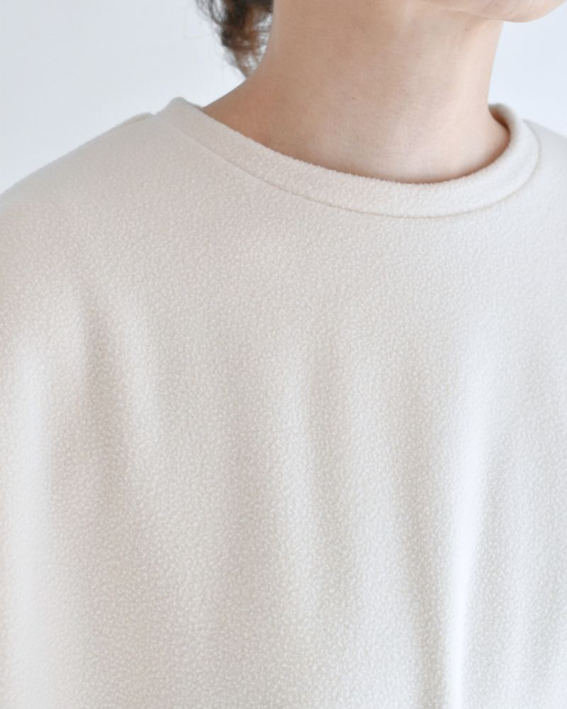 Fleece hem ribbon pullover in Milk