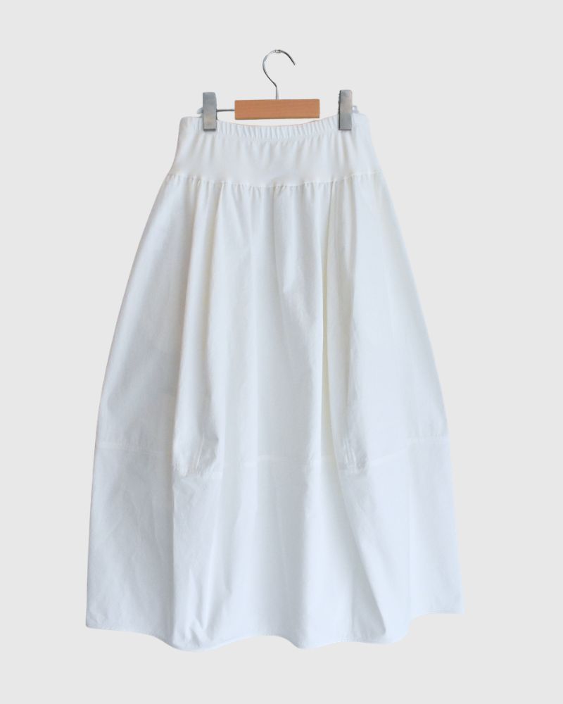 Rib Barrel Skirt in White