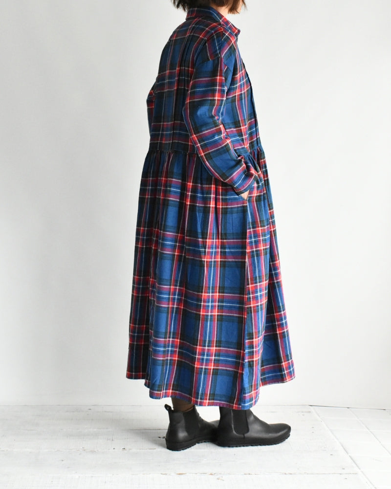 Indigo Tartan Foundation Shirt Dress in Indigo