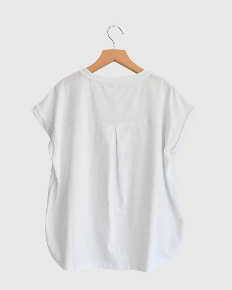 Tulle Embroidered Cotton Jersey Pullover 'NATTI' in OffWhite