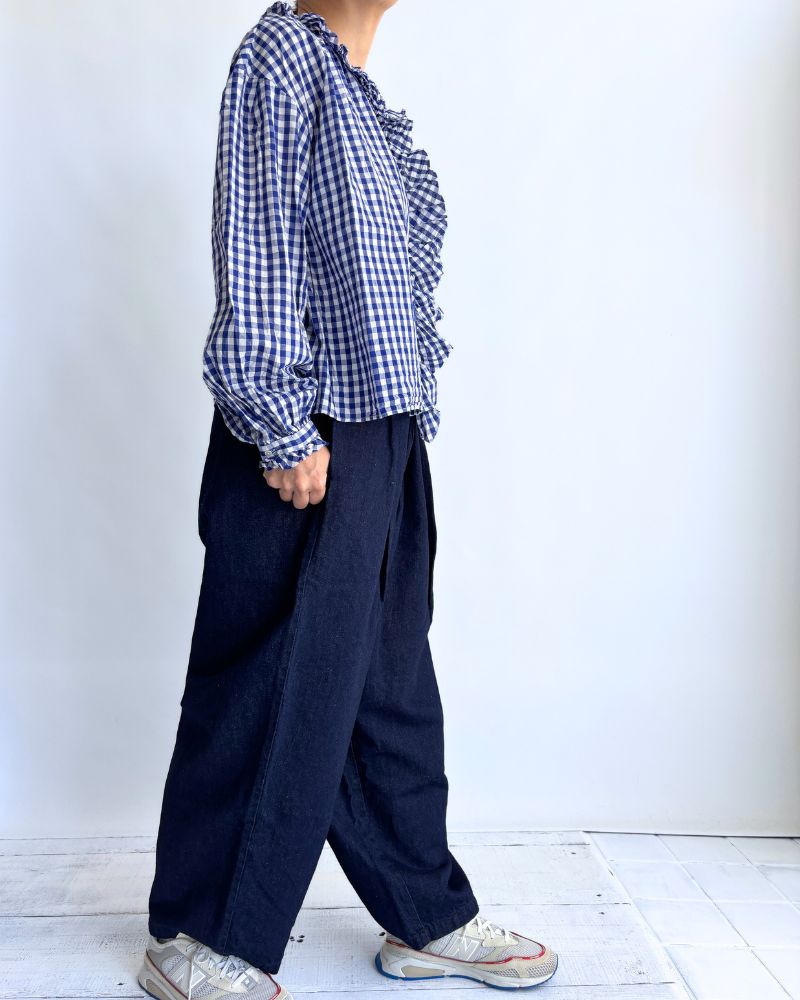 Frill Blouse in BlueCheck