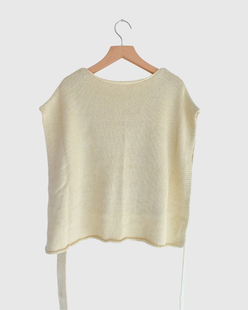 Ribbon knit vest in Ivory