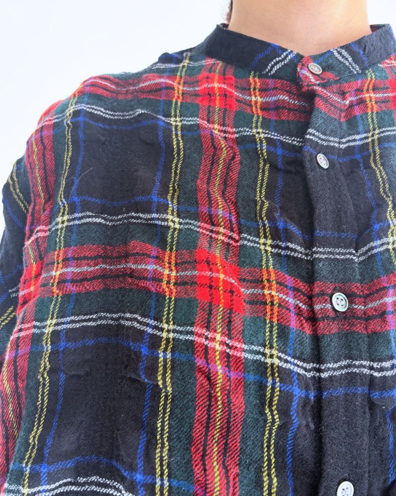 Cotton wool tartan check dress in Black