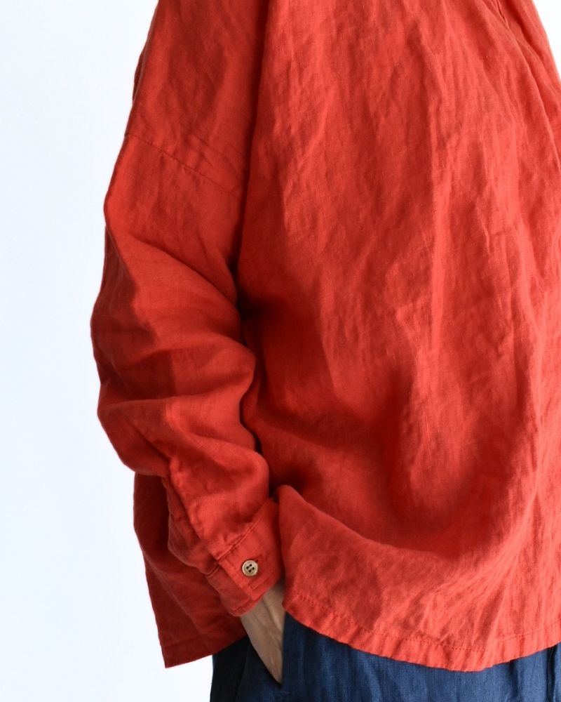 French Linen Shirt in Red