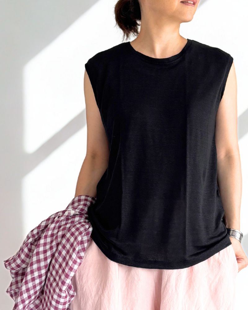 Linen Tank Top in Black