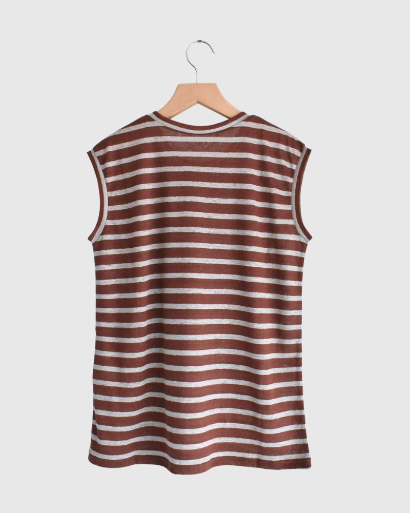 Border Tank Top in Brown/Natural