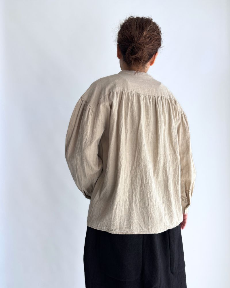 Camille Band Collar Shirt in Natural