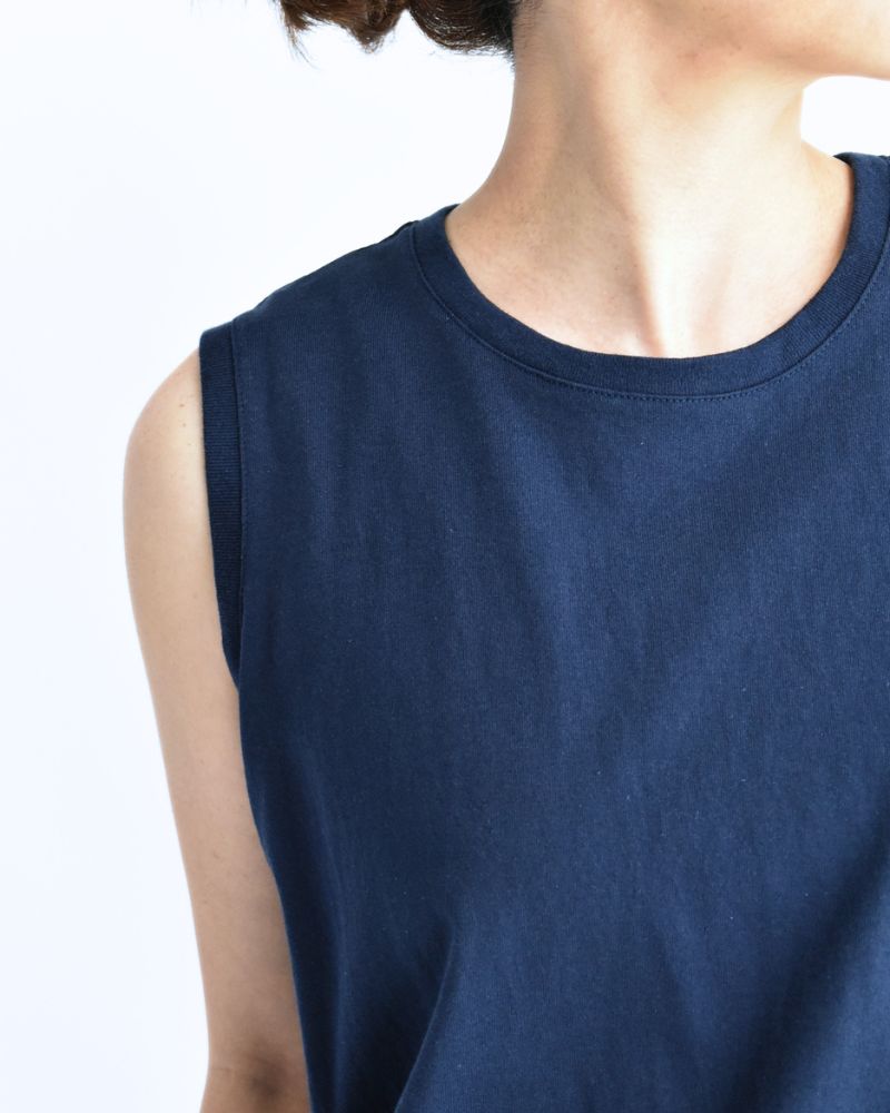 Sleeveless Drawstring T-shirt Navy