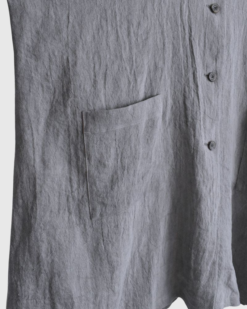 Linen Hemp Dolman Coat in Sumi