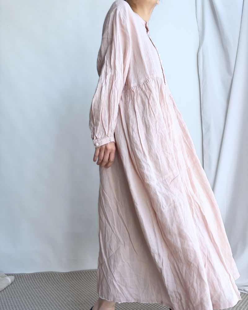 French Linen Dress in Pink