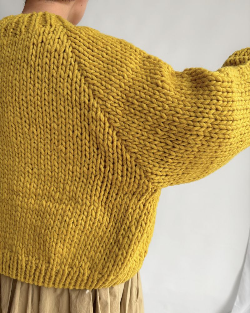 PERU Hand-Knit Short Cardigan in Yellow