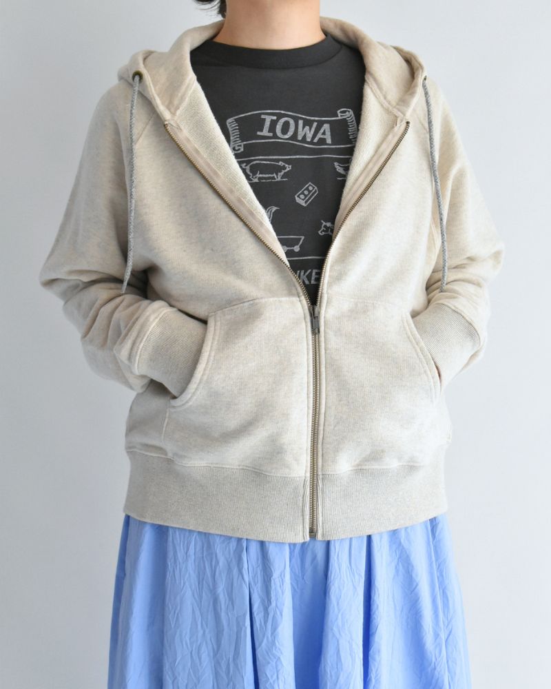 RAFFY FRENCH TERRY ZIP HOODIE in Oatmeal