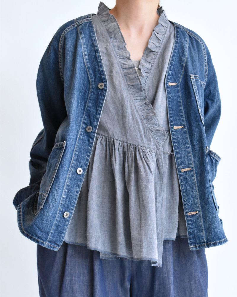 Frill Cache-coeur Shirt in Blue