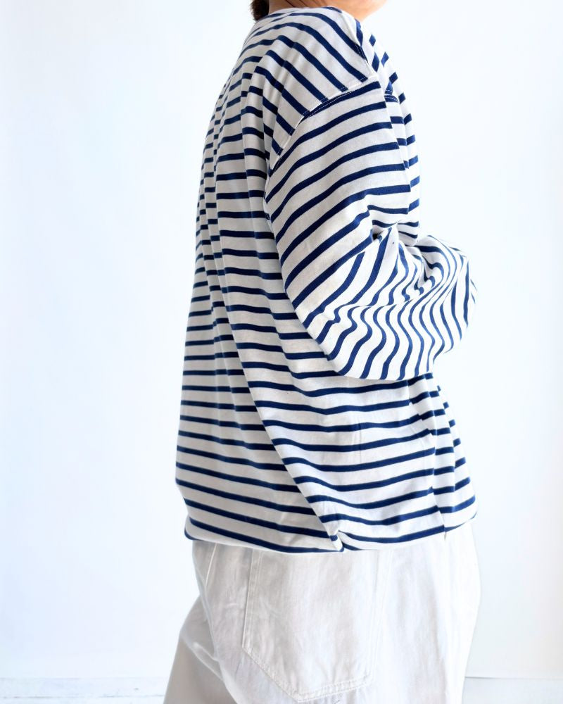 Tuck Cocoon T-shirt in Blue/White
