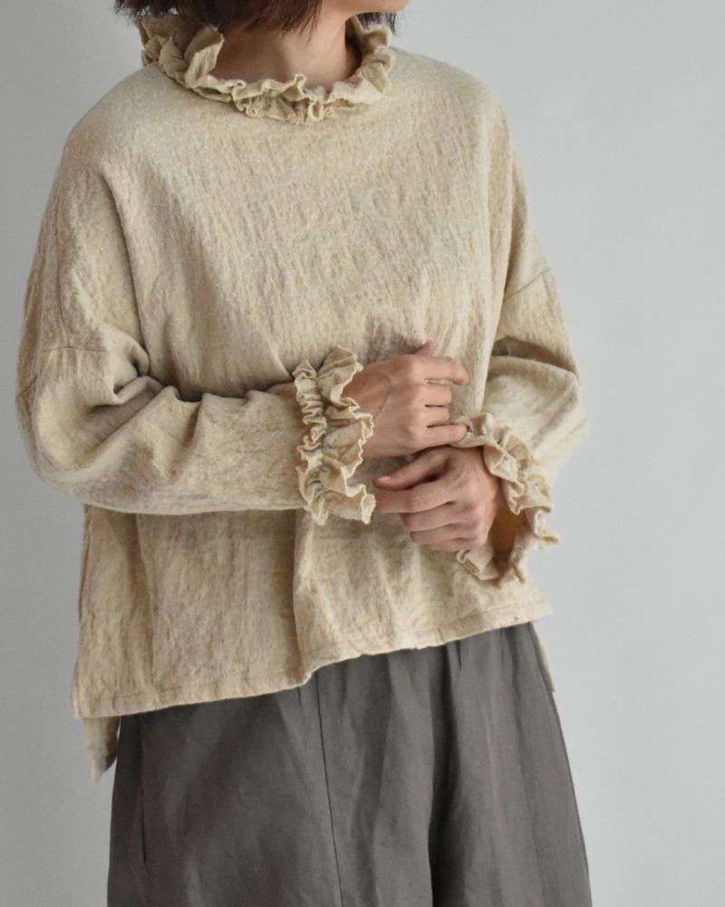 Wool Box Pullover in Beige