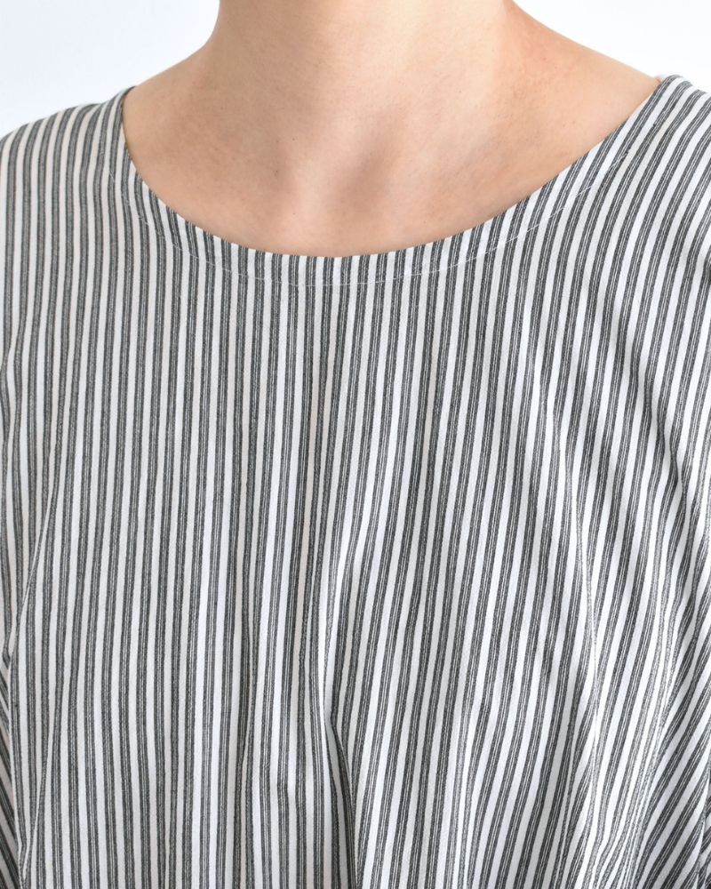 Gathered Dress in Stripe-B
