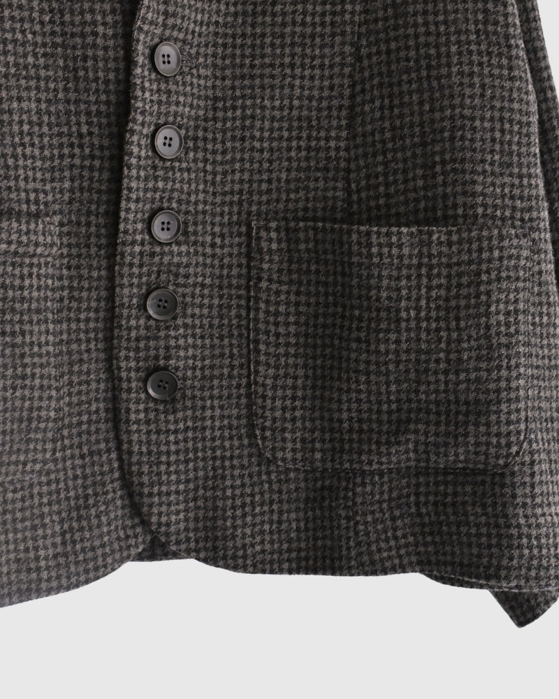 Wool Gauze Houndstooth Jacket in Mocha