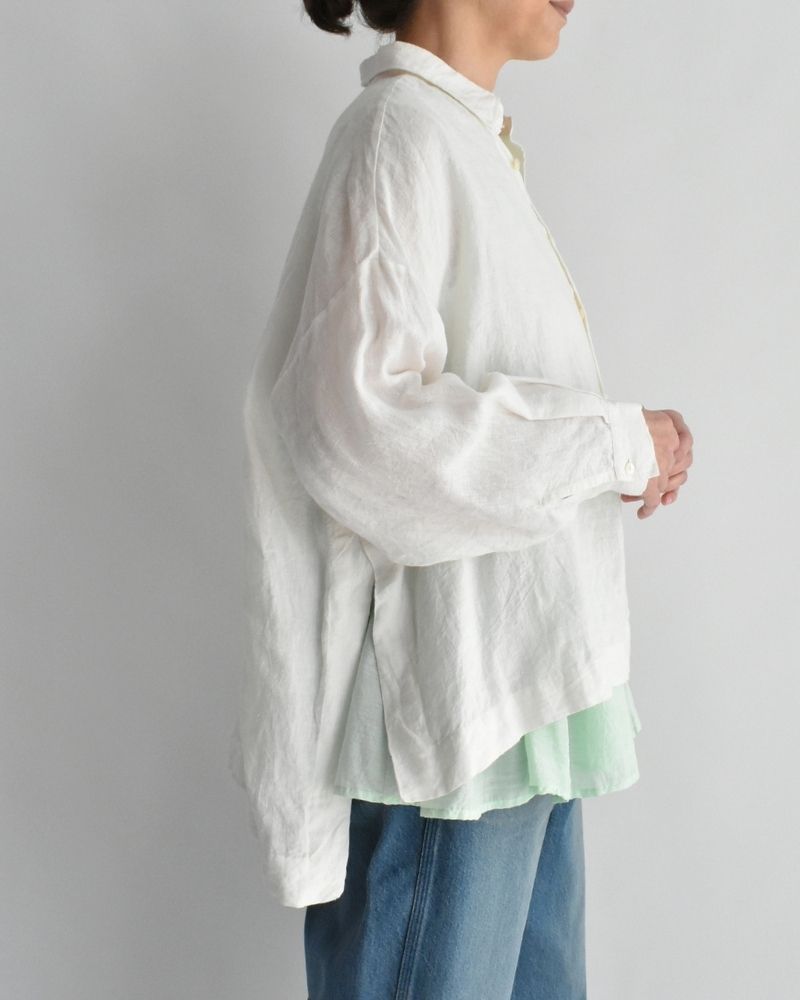 Handwoven 60×60 Linen Square Shirt in White