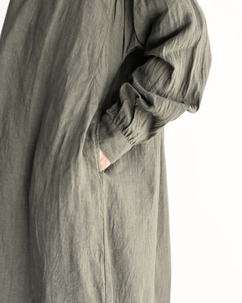 French Linen Dress in Khaki