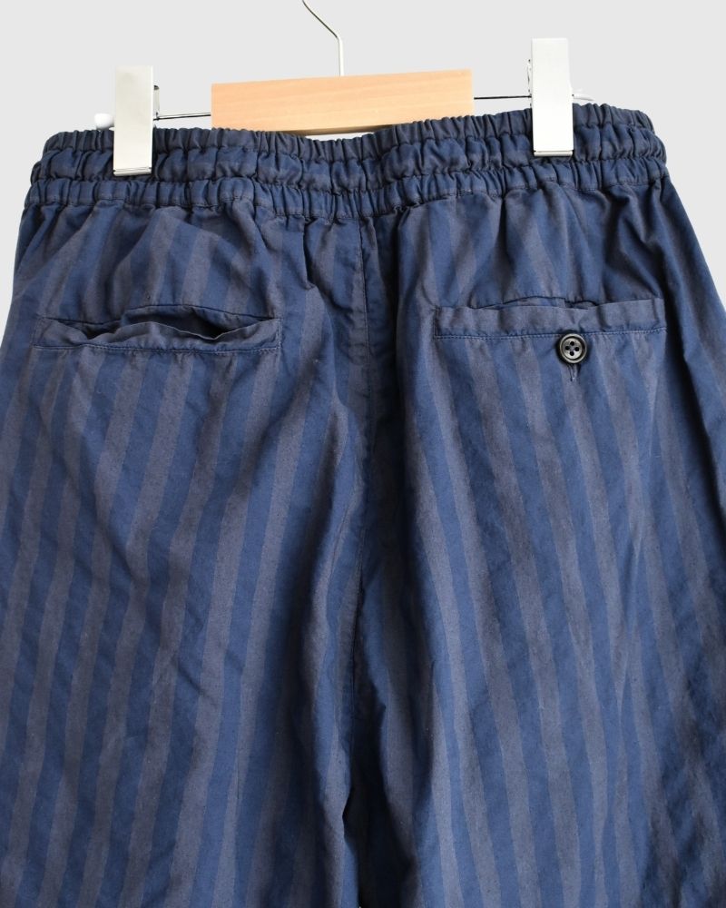 POPLIN WIDE STRIPE (OVERDYE) EASY PANTS in PurpleNavy