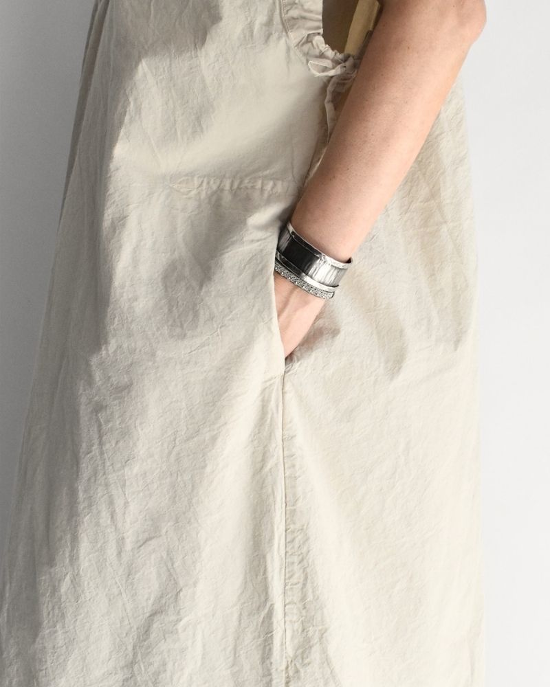 Shrink Sleeveless Dress in Beige