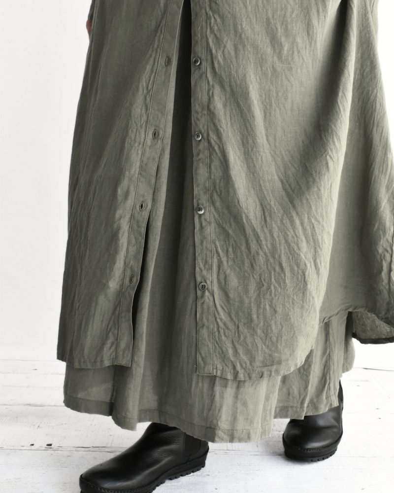 French Linen Dress in Khaki