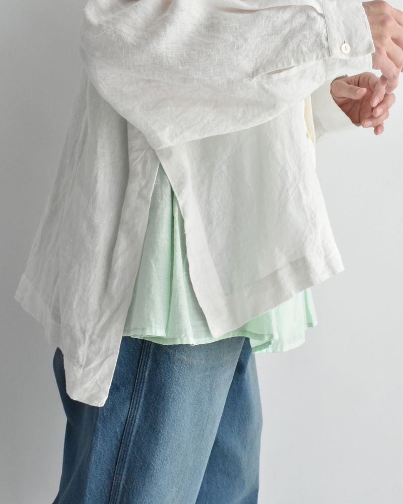 Handwoven 60×60 Linen Square Shirt in White