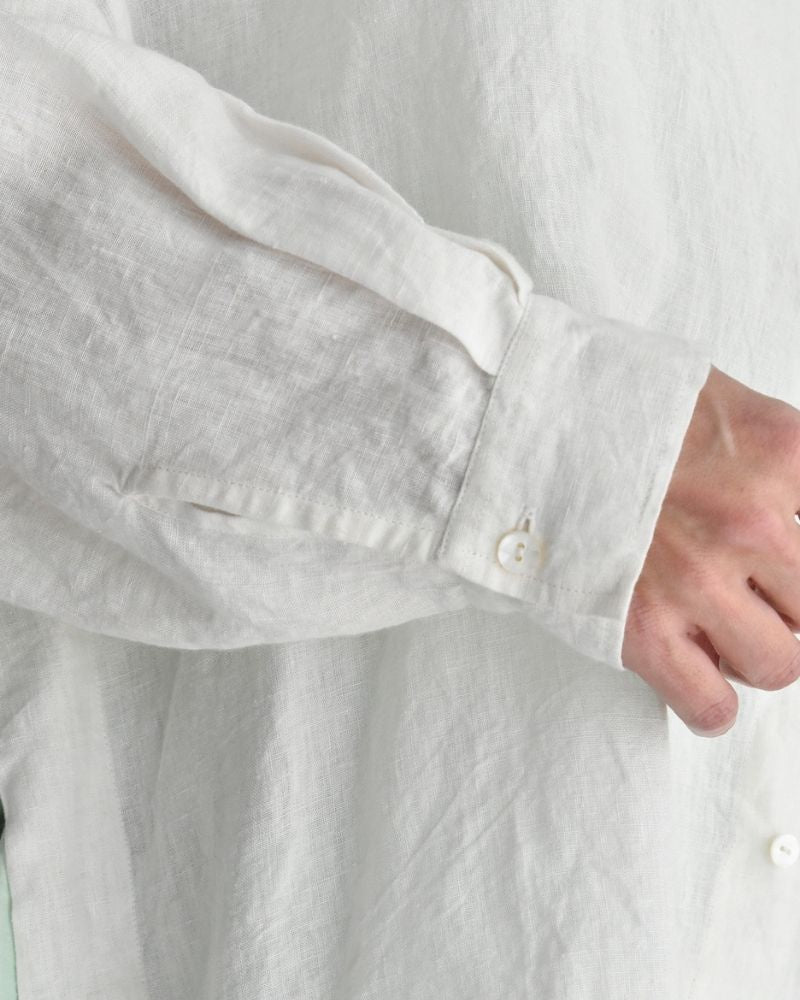 Handwoven 60×60 Linen Square Shirt in White