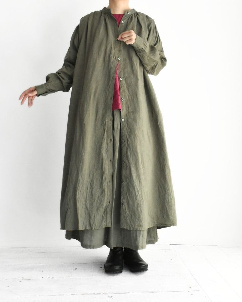 French Linen Dress in Khaki