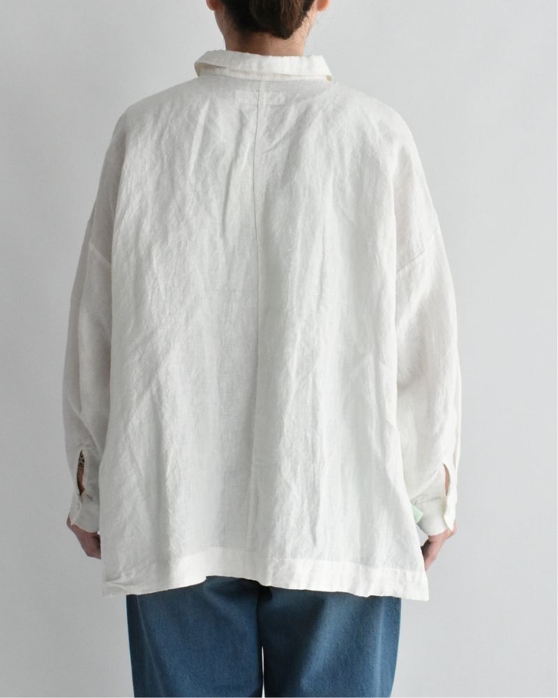 Handwoven 60×60 Linen Square Shirt in White