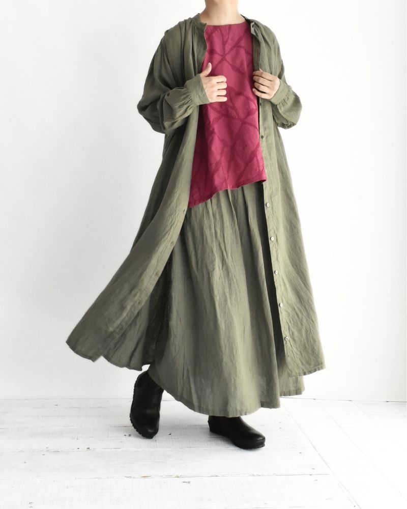 French Linen Dress in Khaki