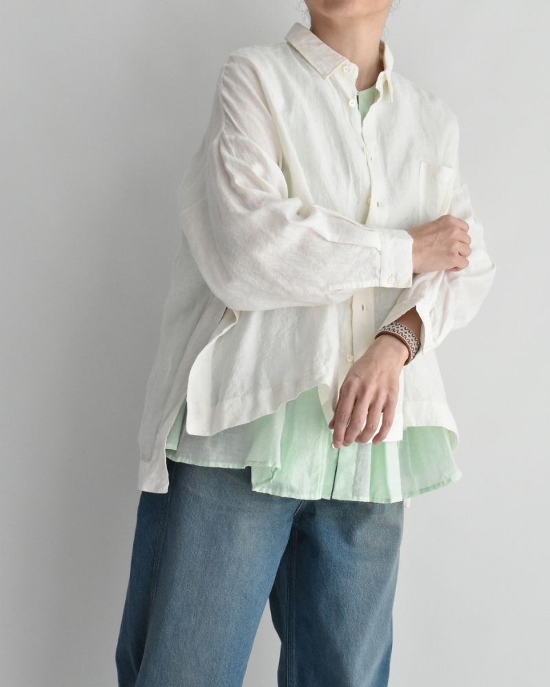 Handwoven 60×60 Linen Square Shirt in White
