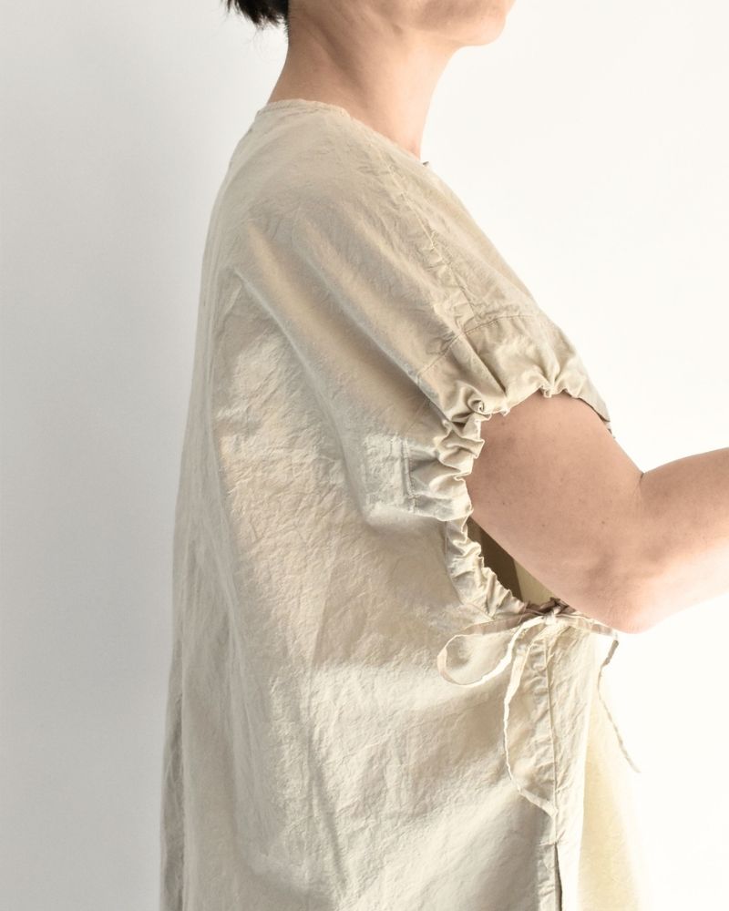 Shrink Sleeveless Dress in Beige