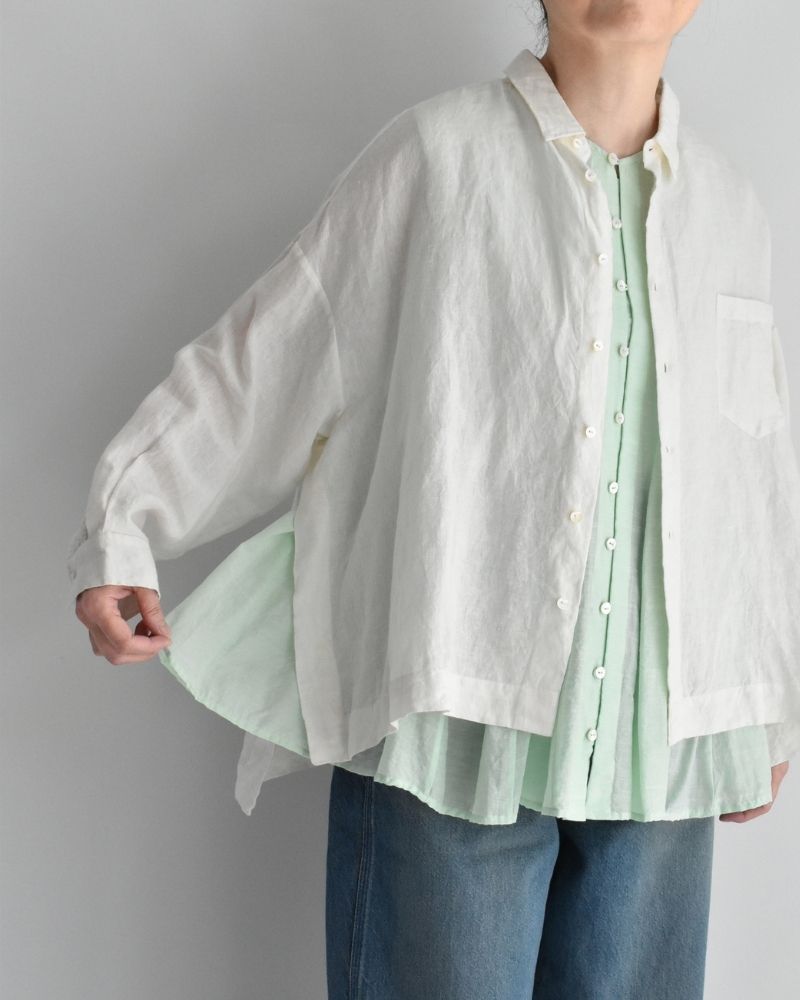 Handwoven 60×60 Linen Square Shirt in White