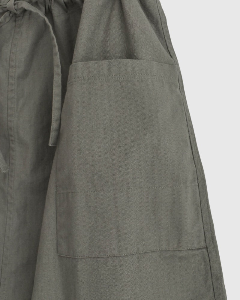 COTTON HERRINGBONE WASH EASY SKIRT in KhakiHerringbone