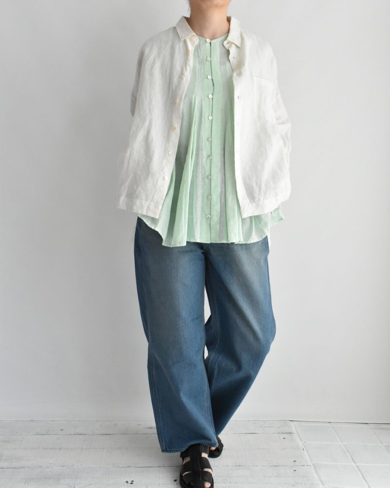 Handwoven 60×60 Linen Square Shirt in White