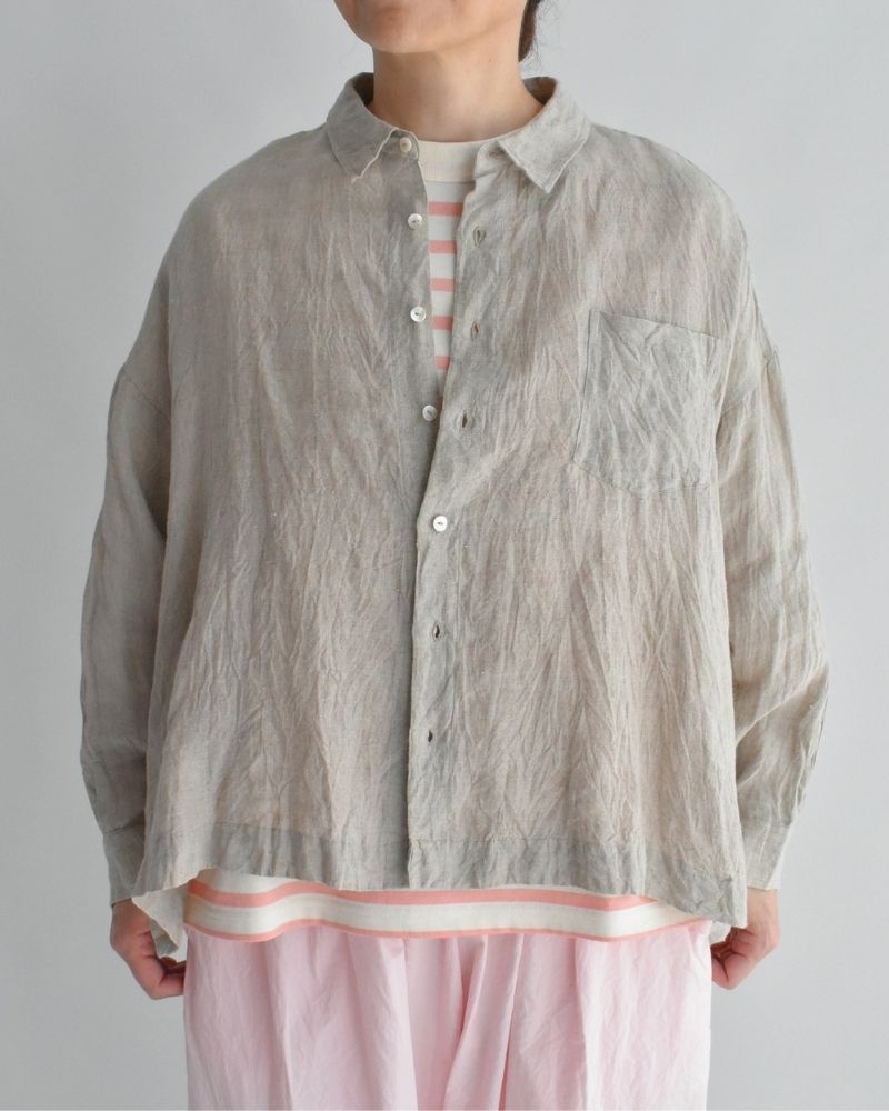 Handwoven 60×60 Linen Square Shirt in Flax