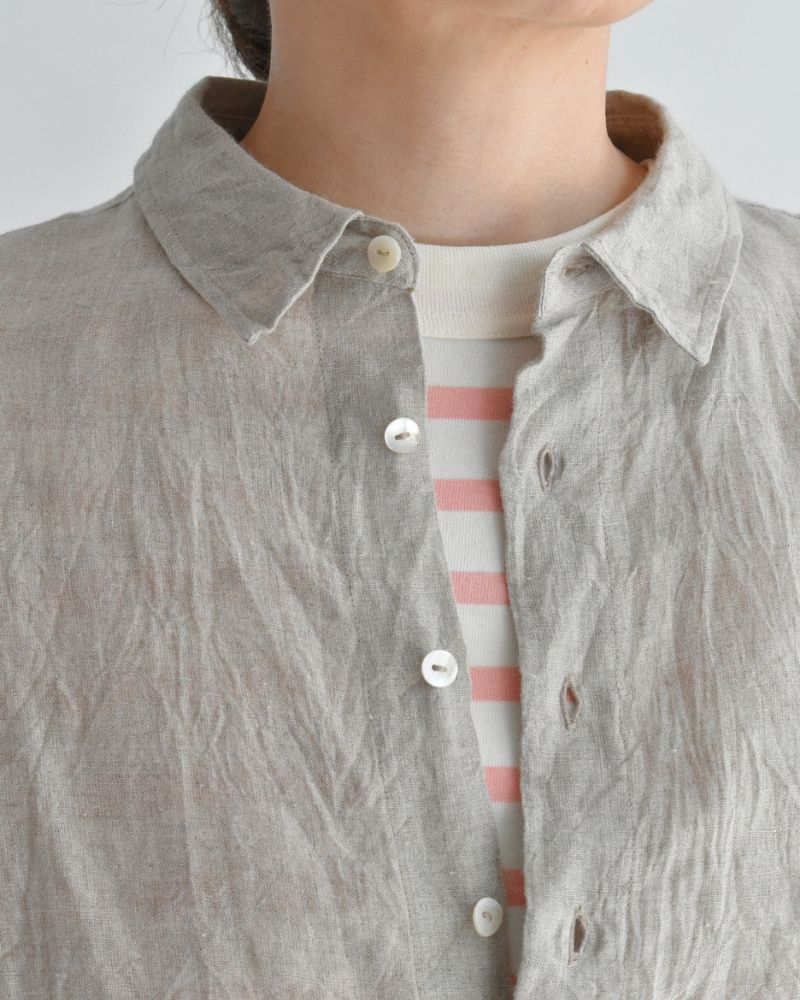 Handwoven 60×60 Linen Square Shirt in Flax